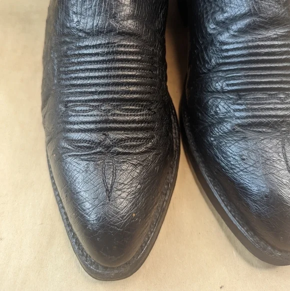 Lucchese Boots men's size 9D Exotic Genuine Black Smooth Ostrich classic Western